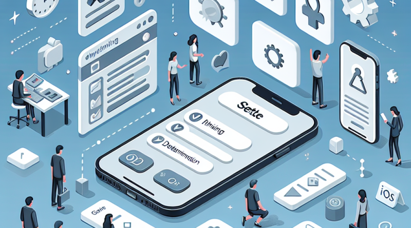 Illustration of ios settings screen in a minimal tech setups setting, with a determined mood.