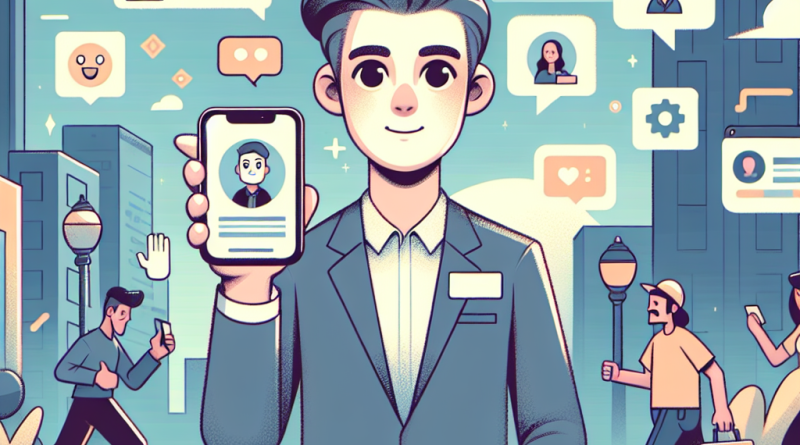 Illustration of iphone in hand in a urban cityscapes setting, with a relaxed mood.