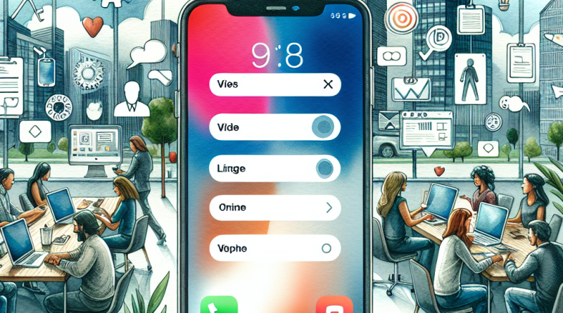Illustration of ios settings screen in a modern workspaces setting, with a creative mood.