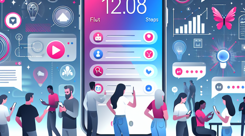 Illustration of user interacting with iphone in a futuristic tech spaces setting, with a creative mood.