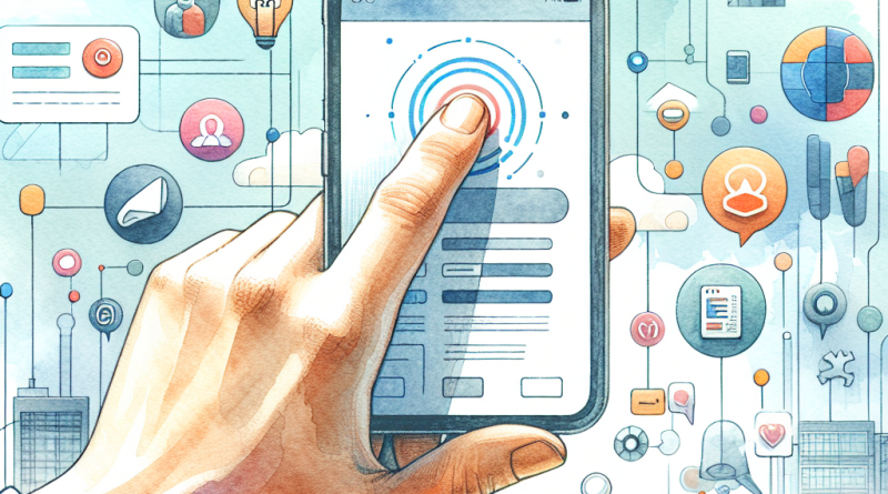 Illustration of finger tapping ios feature in a minimal tech setups setting, with a focused mood.