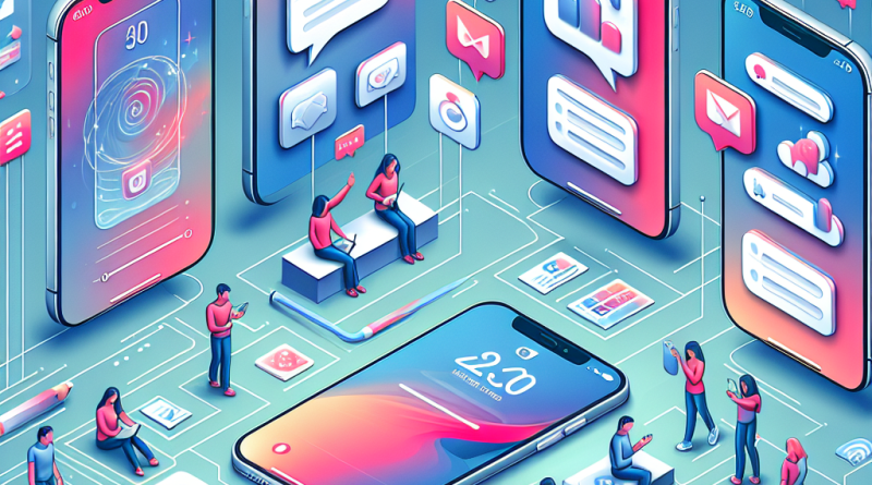 Illustration of iphone thumbnails side by side in a abstract digital gradients setting, with a creative mood.
