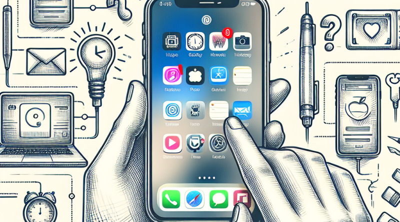 Illustration of iphone in hand in a minimal tech setups setting, with a happy mood.