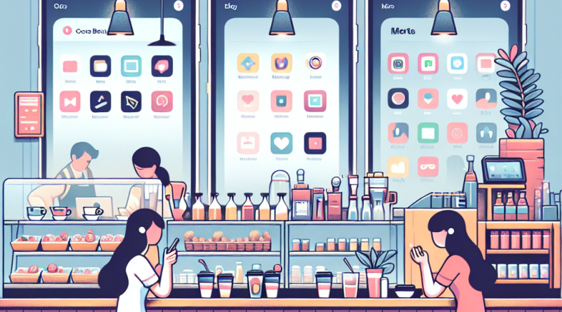 Illustration of iphone thumbnails side by side in a coffee shops setting, with a determined mood.