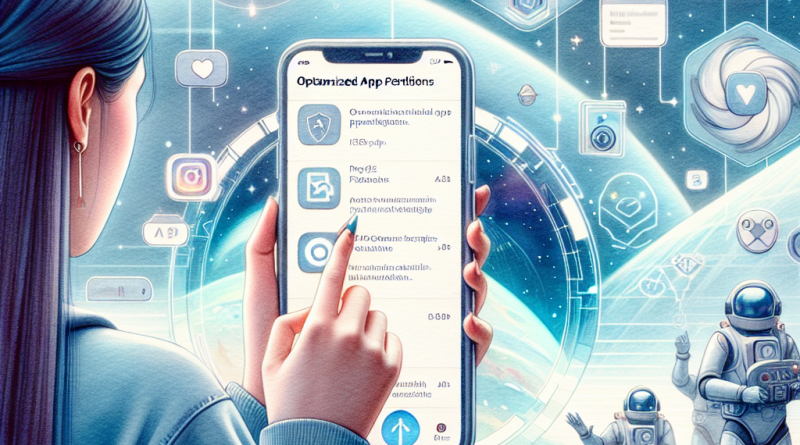 Illustration of person taking photo with iphone in a futuristic tech spaces setting, with a creative mood.