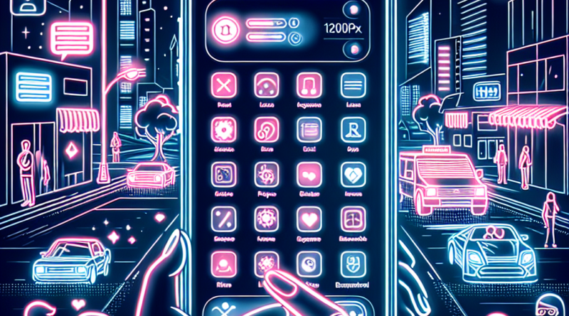 Illustration of ios settings screen in a nighttime with neon lighting setting, with a focused mood.