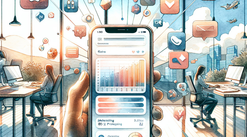 Illustration of iphone on desk in a modern workspaces setting, with a inspired mood.
