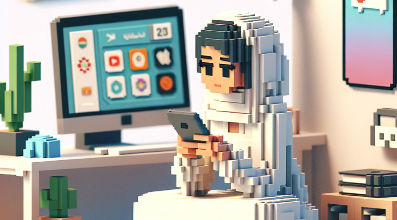 Illustration of user interacting with iphone in a minimal tech setups setting, with a relaxed mood.