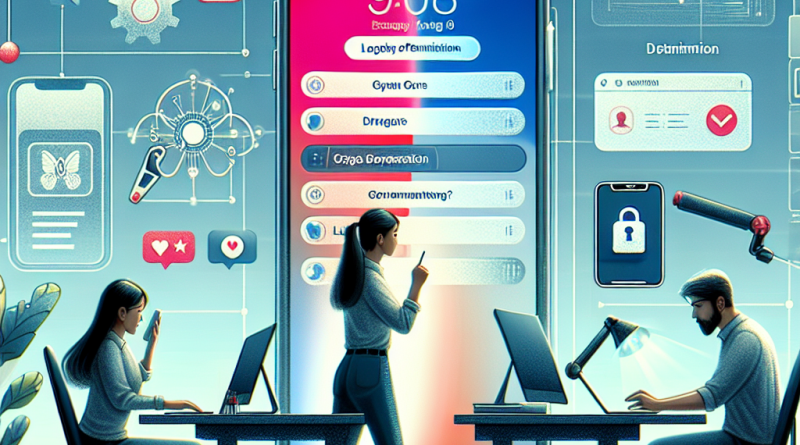 Illustration of ios settings screen in a modern workspaces setting, with a determined mood.