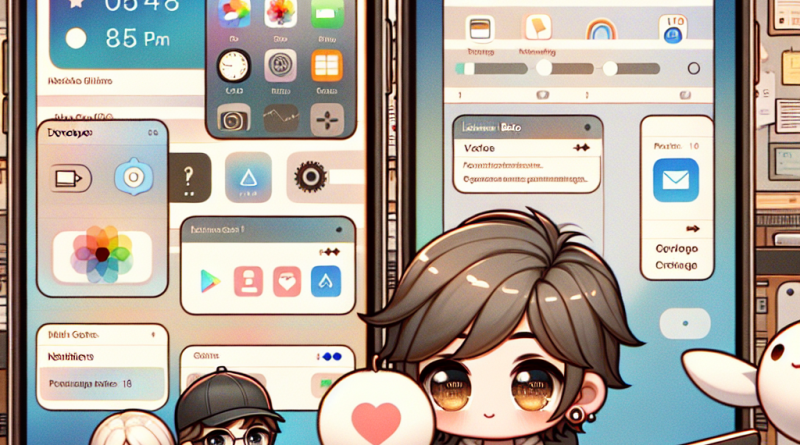 Illustration of ios settings screen in a modern workspaces setting, with a creative mood.