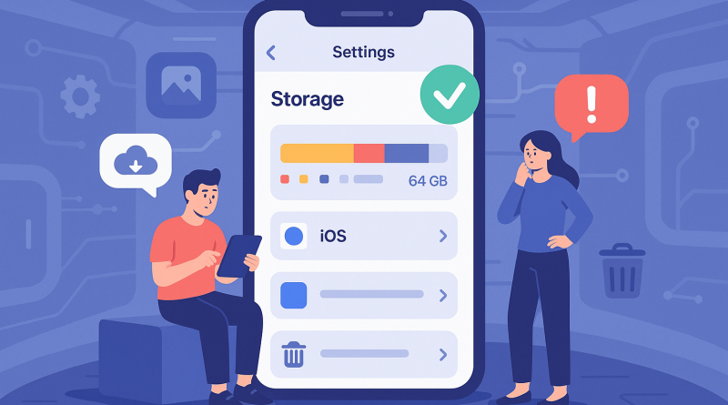 Illustration of ios settings screen in a futuristic tech spaces setting, with a relaxed mood.