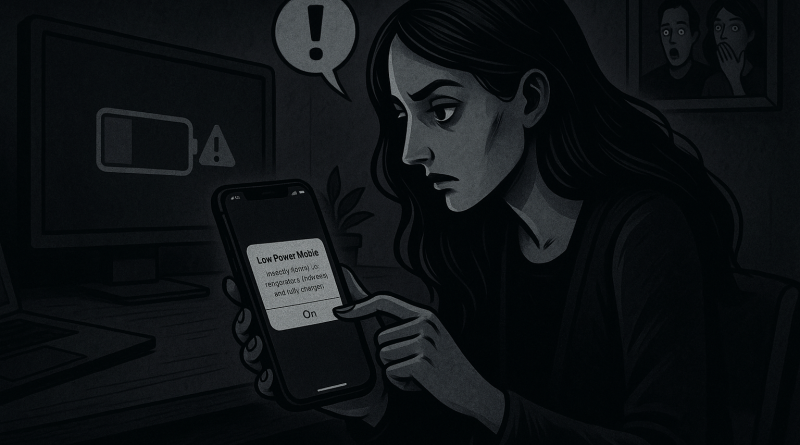 Illustration of user interacting with iphone in a minimal tech setups setting, with a focused mood.