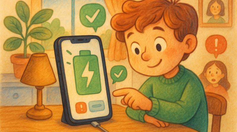 Illustration of iphone on desk in a cozy home environments setting, with a focused mood.