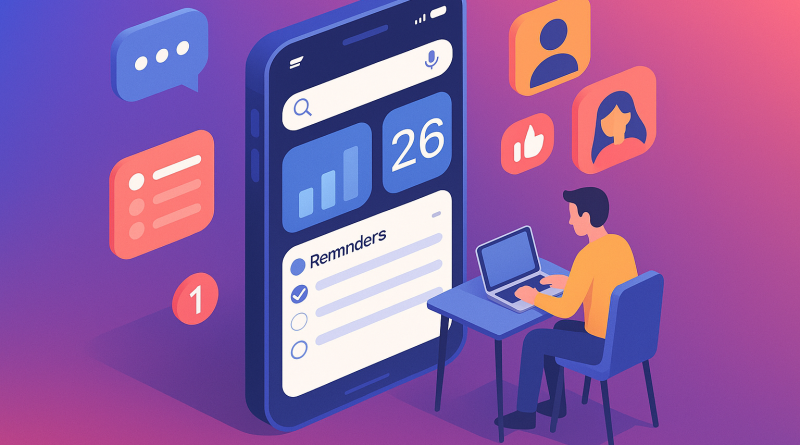 Illustration of ios 26 interface in a abstract digital gradients setting, with a focused mood.