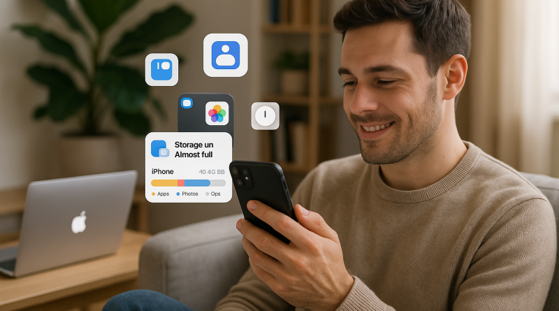 Illustration of user interacting with iphone in a cozy home environments setting, with a relaxed mood.