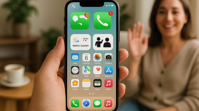 Illustration of iphone in hand in a cozy home environments setting, with a relaxed mood.