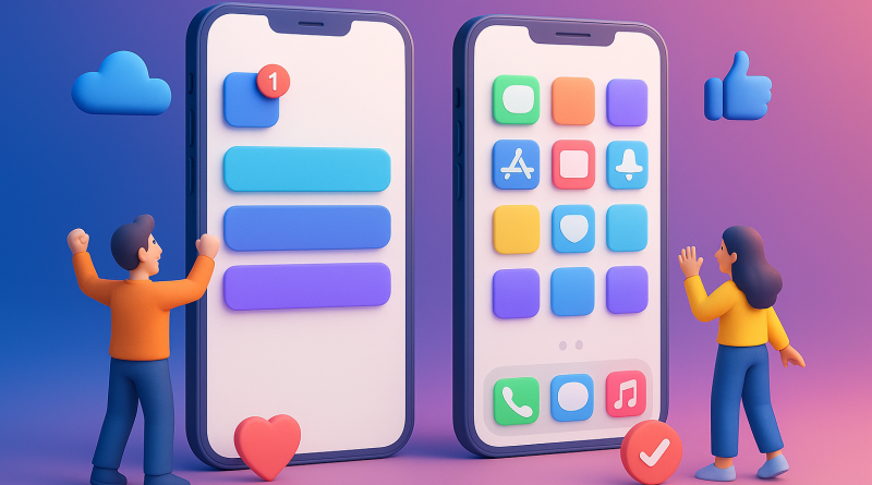 Illustration of iphone thumbnails side by side in a abstract digital gradients setting, with a inspired mood.