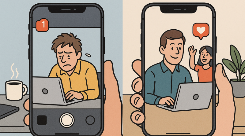 Illustration of iphone thumbnails side by side in a minimal tech setups setting, with a focused mood.