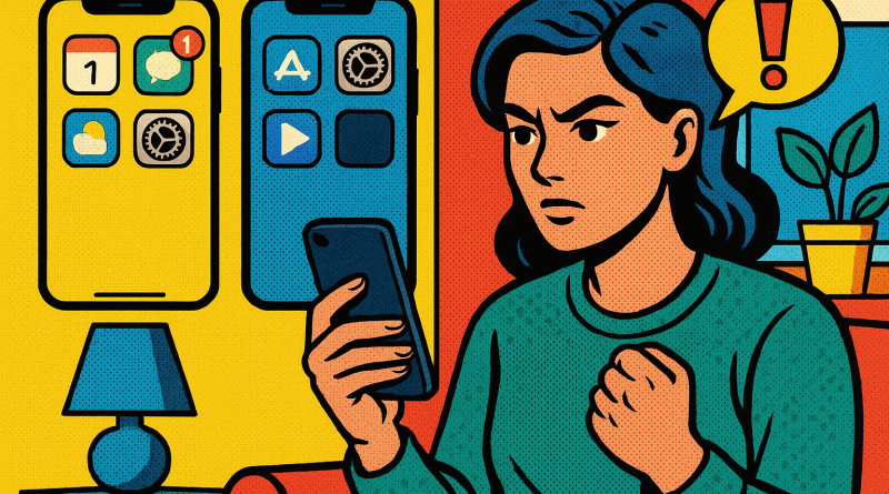 Illustration of iphone thumbnails side by side in a cozy home environments setting, with a determined mood.
