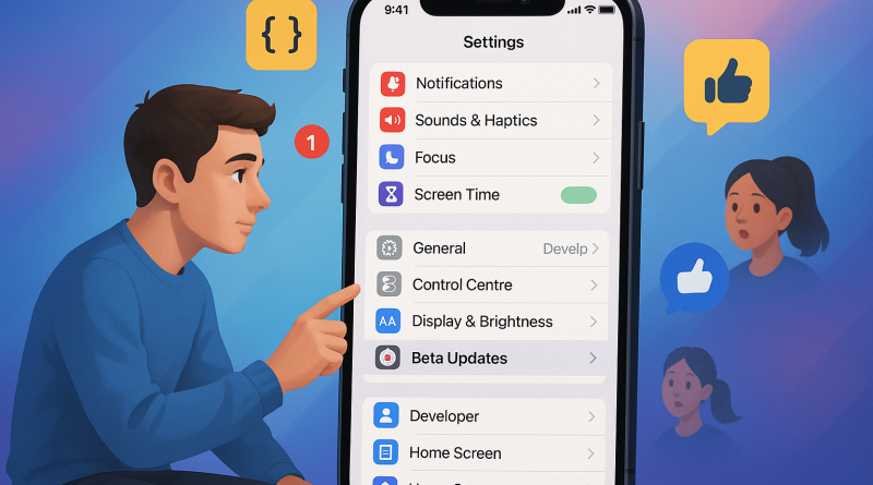 Illustration of ios settings screen in a abstract digital gradients setting, with a focused mood.