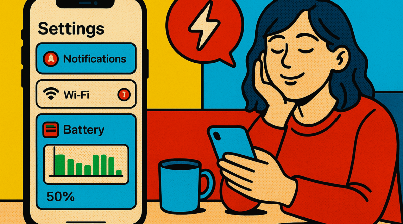 Illustration of ios settings screen in a minimal tech setups setting, with a relaxed mood.