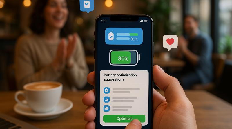Illustration of finger tapping ios feature in a coffee shops setting, with a inspired mood.